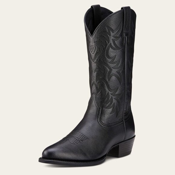 Lightly Worn - WIDE Calf - ARIAT Womens Heritage R Toe Western Boot - Black - 7 - Picture 1 of 6